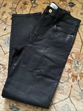 Frame Le Sylvie Slender Straight Denim Black Coated Jeans